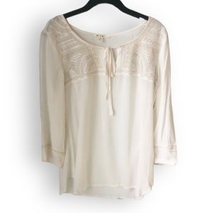 Francesca’s Collection || Embroidered Cream Blouse